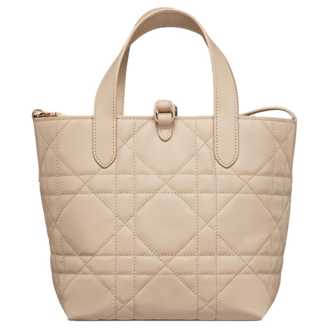 DIOR Toujours Cow Leather Basket Bag, Shoulder Bag, Crossbody Bag, Handbag Small Size Women's Rouge Beige