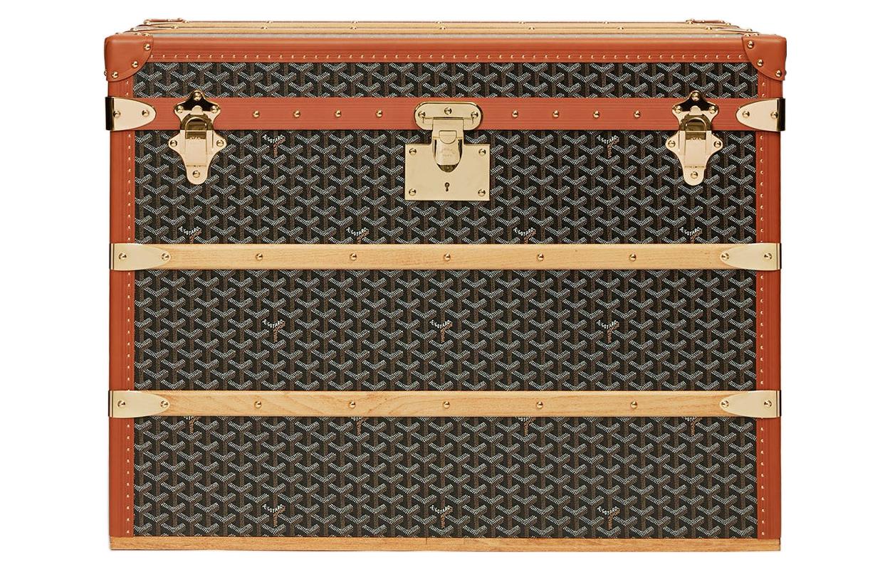 GOYARD Courrier Canvas With Leather Storage Boxes Large Size Unisex Brown