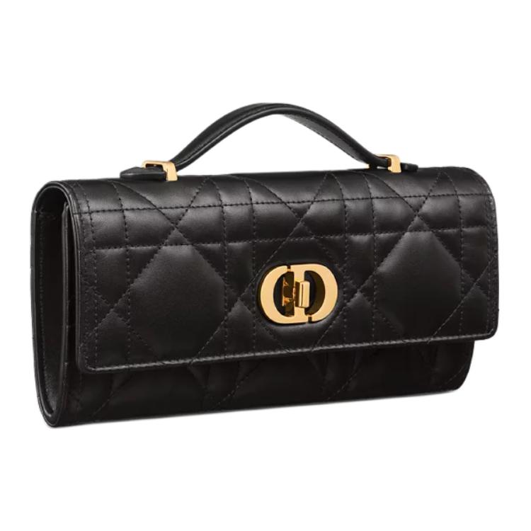 DIOR Caro Sheepskin Clutch Women's Black
