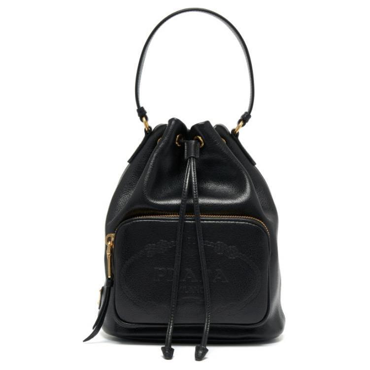 PRADA Calfskin Bucket Bags Shoulder Bag Crossbody Bag Handbag Women's Black