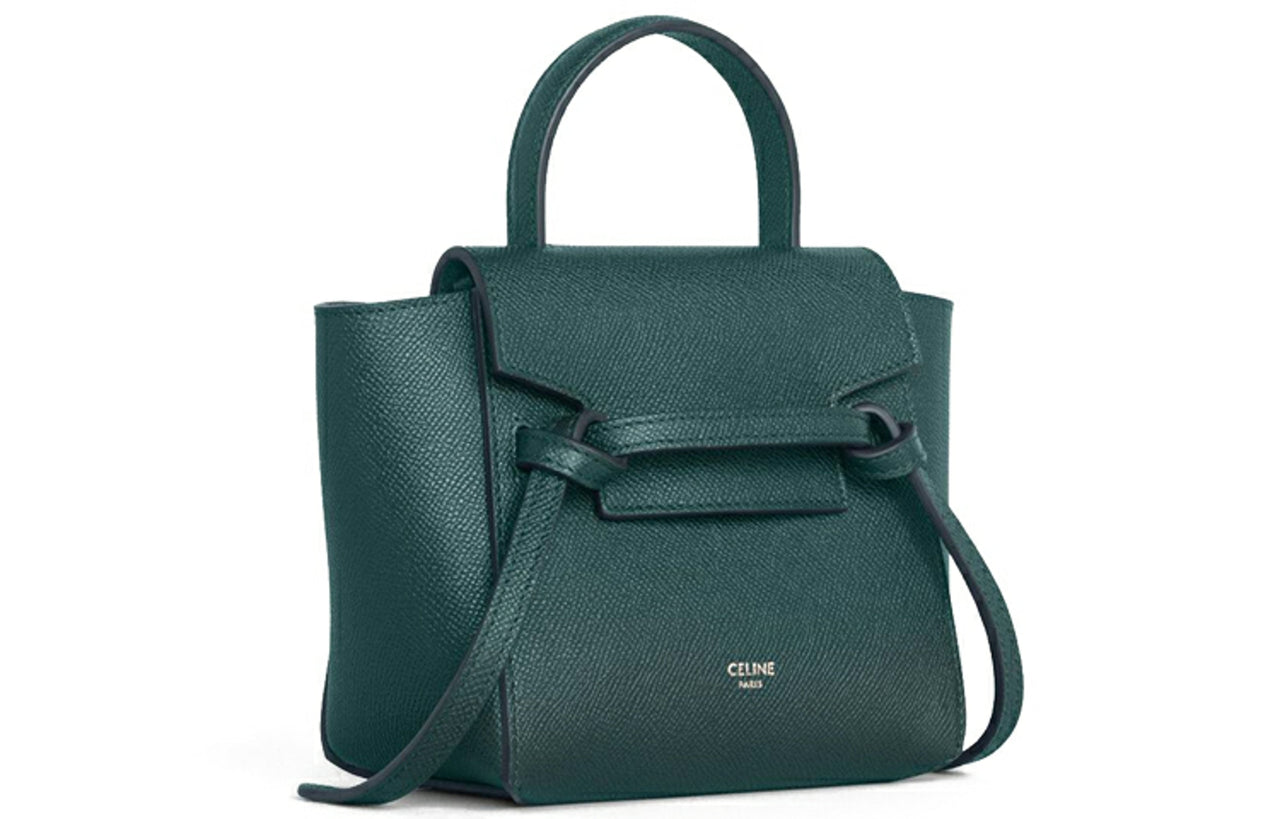 CELINE Belt Grained Calfskin Catfish Bag Handbag Shoulder Bag Crossbody Bag Handbag Pico Women's Amazon Green/Jasper