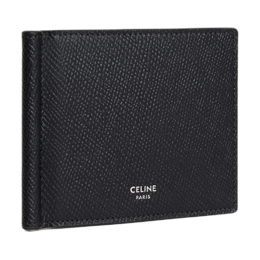 CELINE Cow Leather Wallet Unisex Black