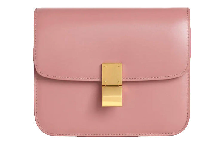 CELINE Classic Bo Polished Calfskin Tofu Bag Small Square Bag Shoulder Bag Crossbody Bag Women's Classical Rose