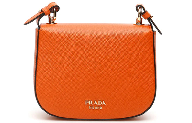 PRADA Cow Leather Shoulder Bag Women's Orange