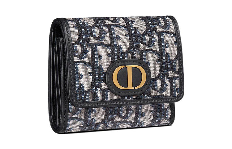 DIOR 30 Montaigne Canvas Wallet Women's Denim Blue