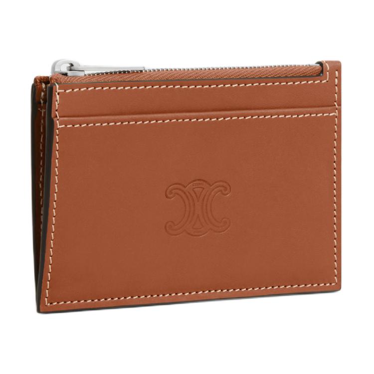 CELINE Cow Leather Card Holder Men's Tawny