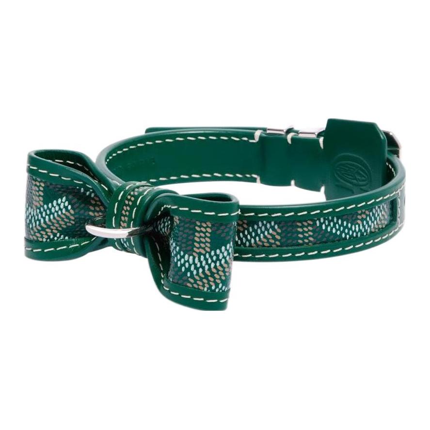 GOYARD OSCAR Goyardine Canvas With Clamecy Cow Leather Dog's Teeth Collar Bag Accessory Unisex Green