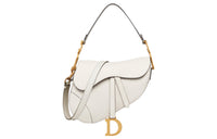 DIOR Saddle Grained Calfskin Saddle Bag Shoulder Bag Crossbody Bag Handbag Women's Milk White