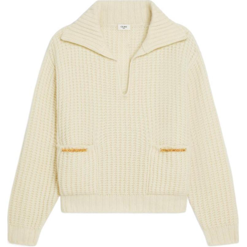 CELINE Collared Ribbed Jumper