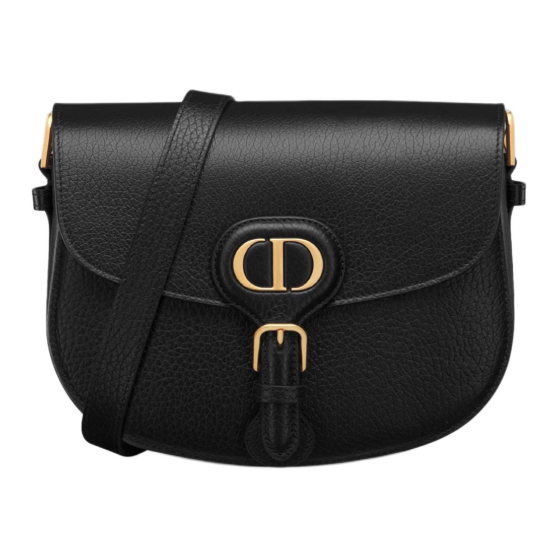 DIOR Bobby Grained Calfskin Crossbody Bag Shoulder Bag Medium Size Women's Black
