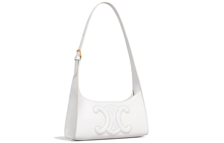 CELINE Cuir Triomphe Smooth Cow Leather Shoulder Bag, Handbag, Shoulder Bag Women's White