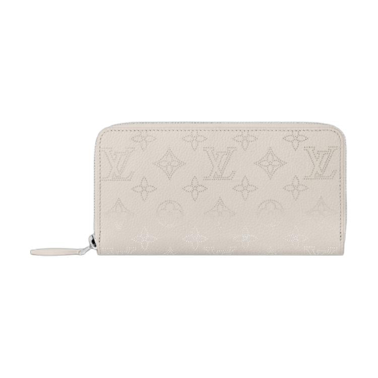 LOUIS VUITTON Zippy Calfskin Wallet Women's Gray White