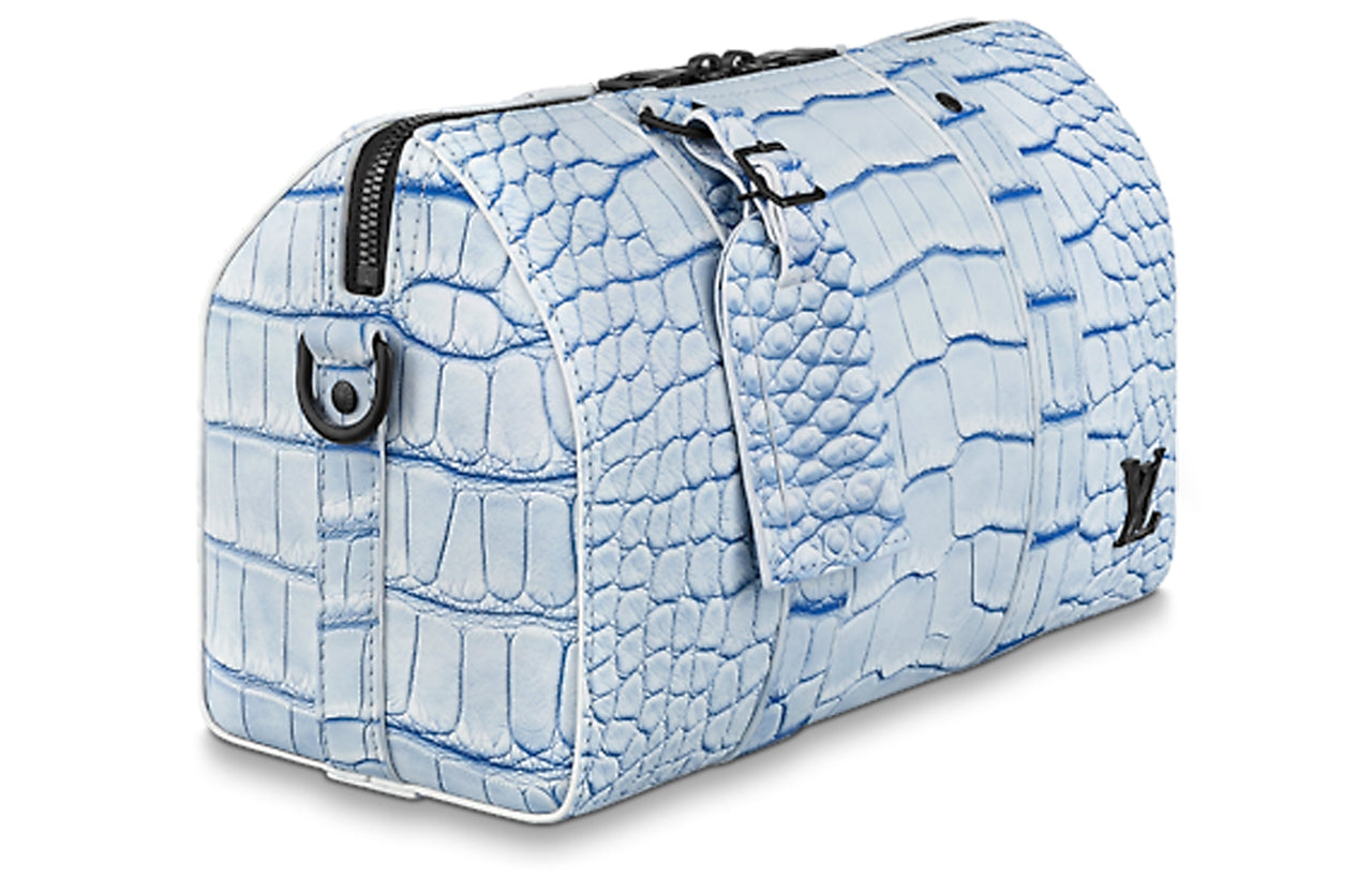 LOUIS VUITTON Crocodile Leather Crossbody Bag Shoulder Bag Men's Meringue White/blue