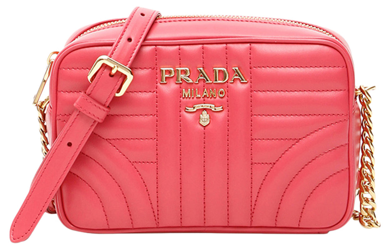 PRADA Cow Leather Shoulder Bag Women's Pink