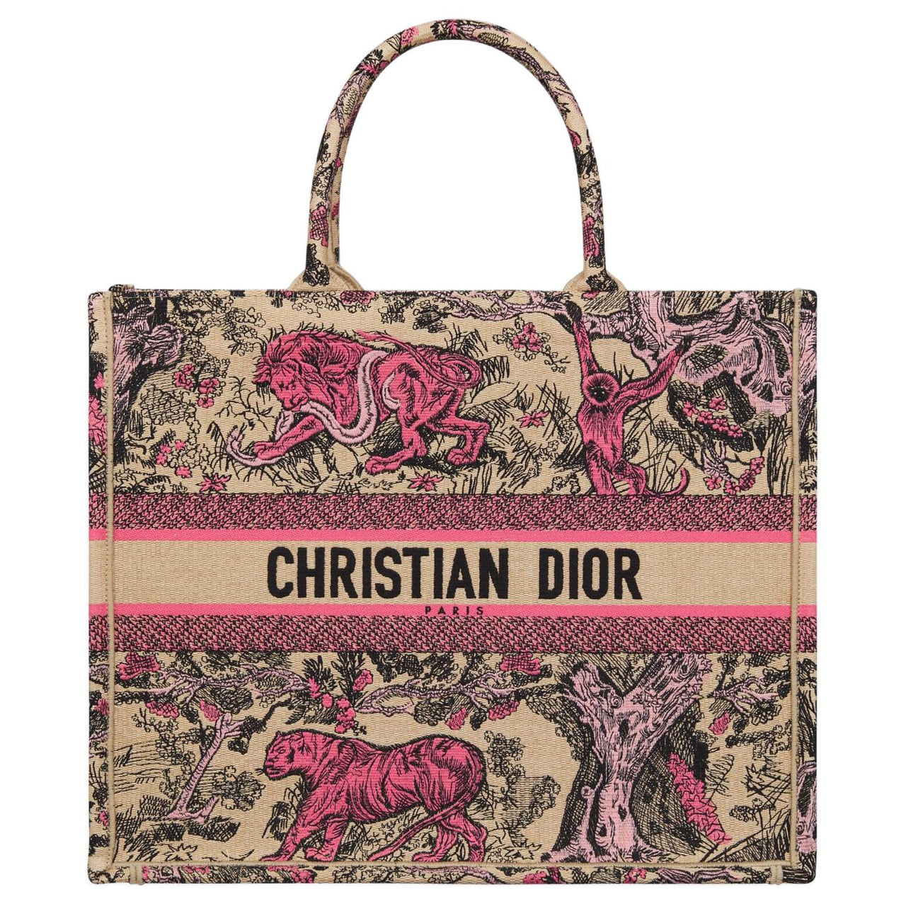 DIOR DIORIVIERA Embroidery Tote Bag, Shopping Bag, Handbag Tubas Women's Beige & Pink