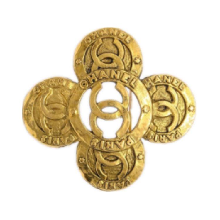 CHANEL 1993 Cc Flower Brooch