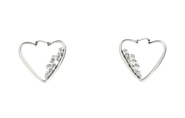 SAINT LAURENT Embellished Heart Hoop Earrings