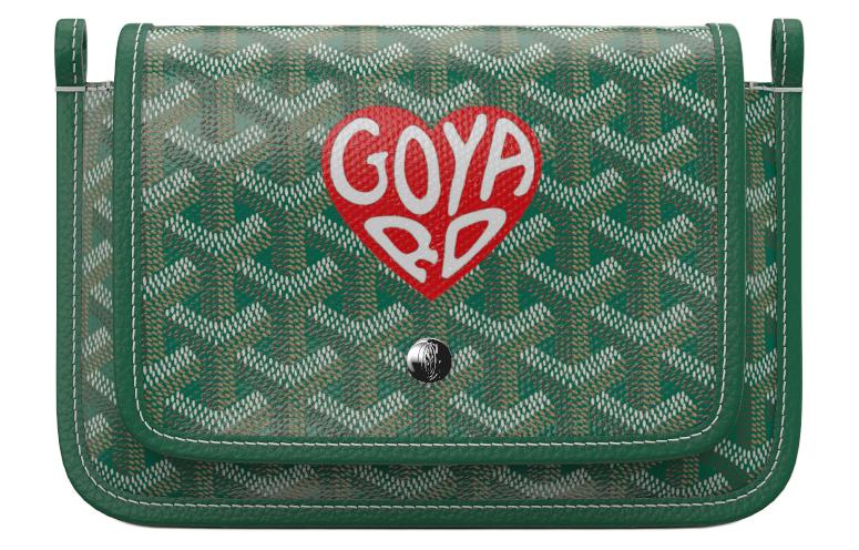 GOYARD Plumet Canvas With Leather Envelope Bag Crossbody Bag Shoulder Bag Unisex Green & Red Small Heart