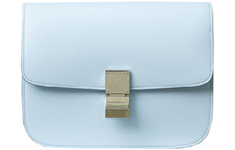 CELINE Classic Bo Cow Leather Tofu Bag Block Shoulder Bag Crossbody Bag Medium Size Women's Light Blue