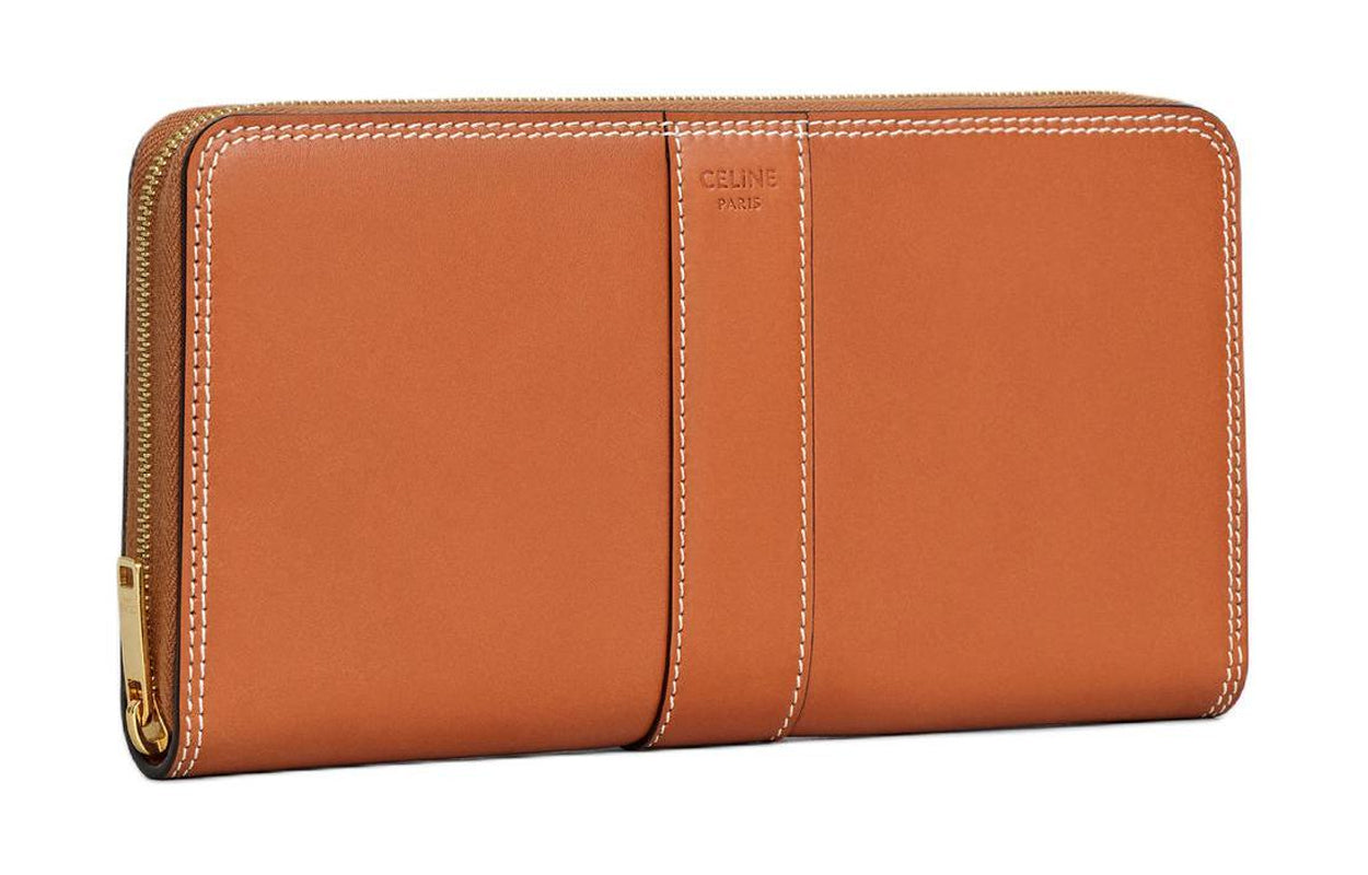 CELINE Calfskin Wallet Large Size Women's Tawny