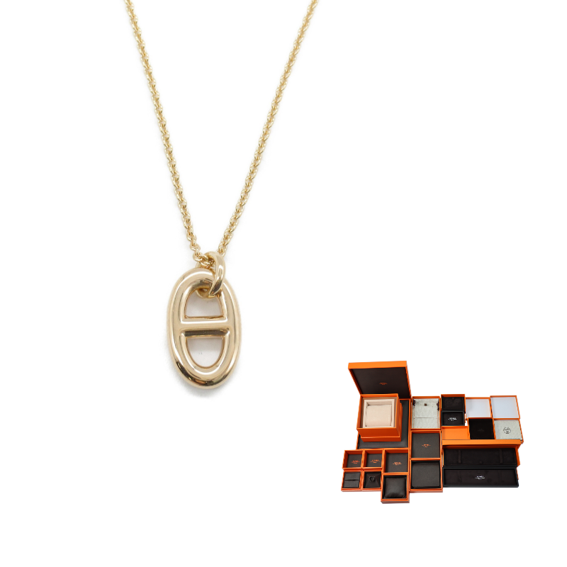HERMES 18K Pink Gold Necklaces Women's Gold
