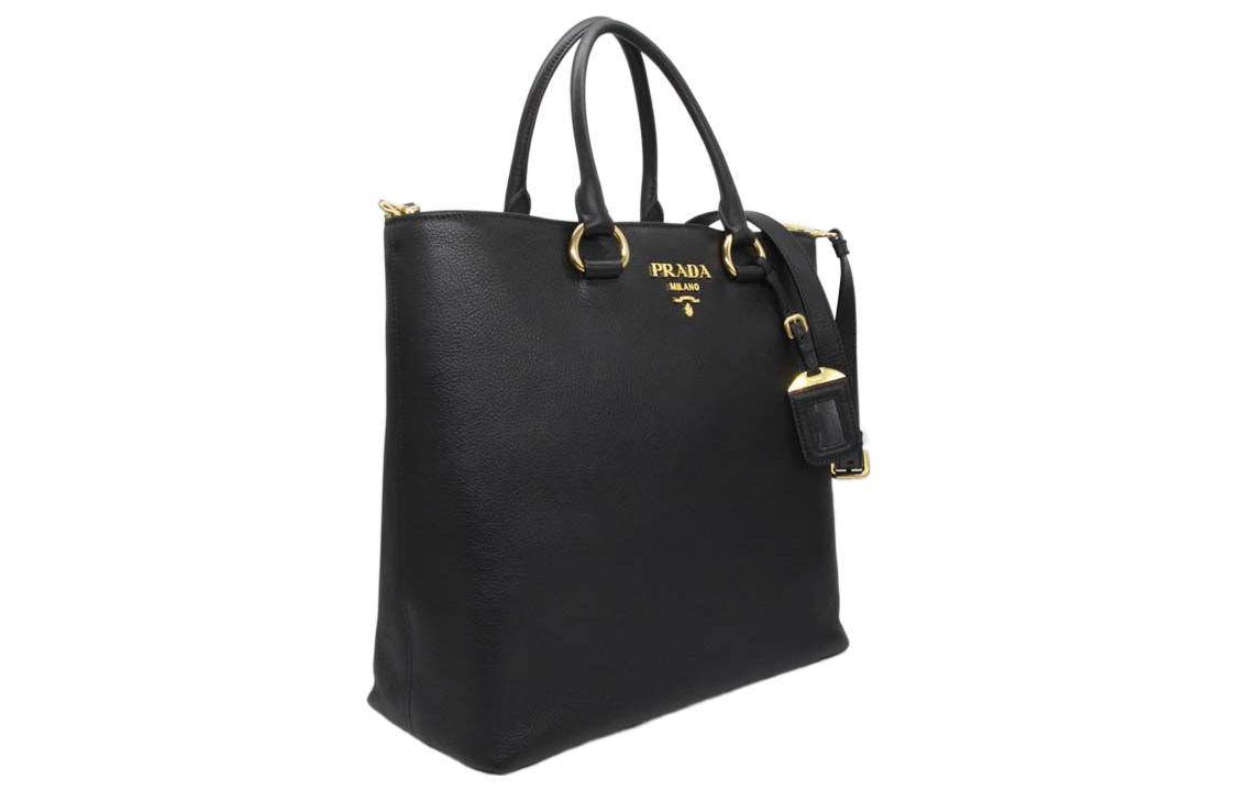 PRADA Cow Leather Tote Bag Shopping Bag Shoulder Bag Crossbody Bag Handbag Women's Black