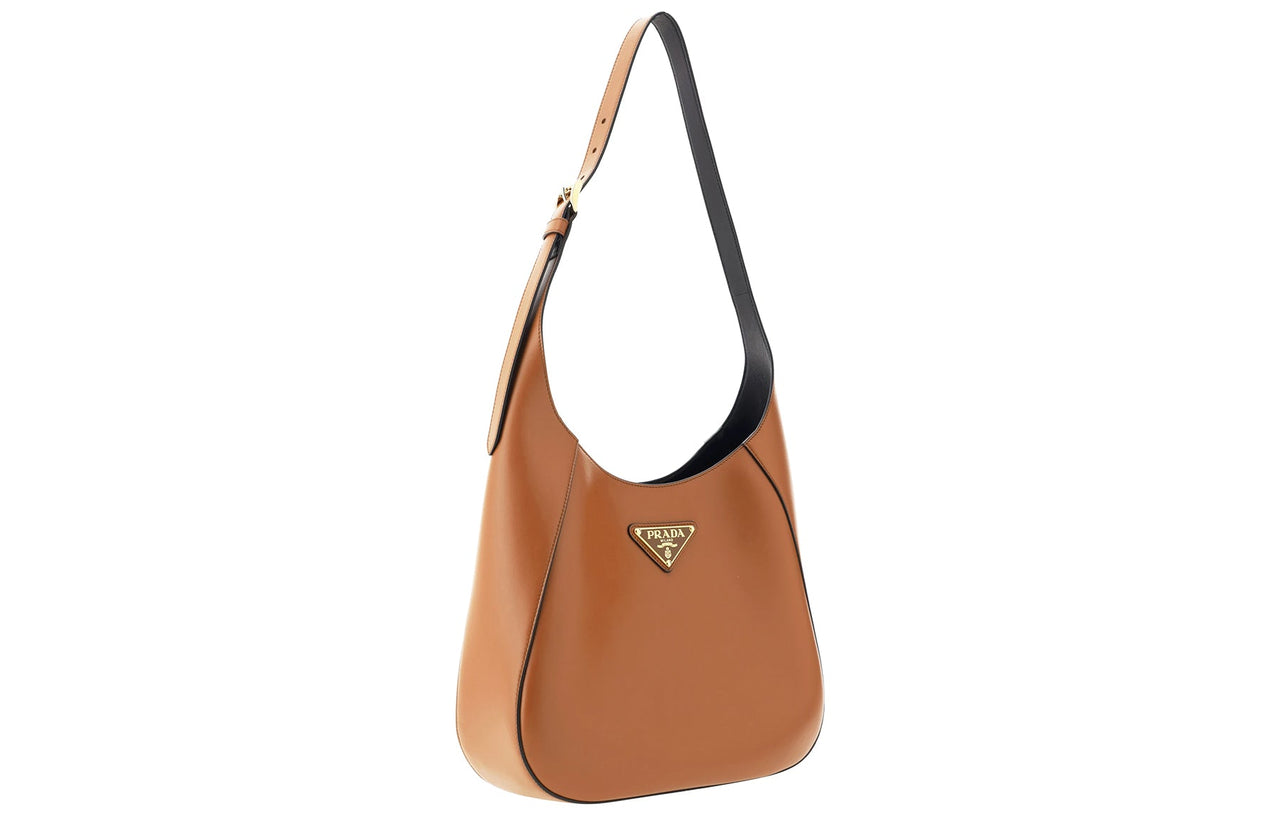 PRADA Calfskin Portable Crossbody Bag Shoulder Bag Women's Cognac