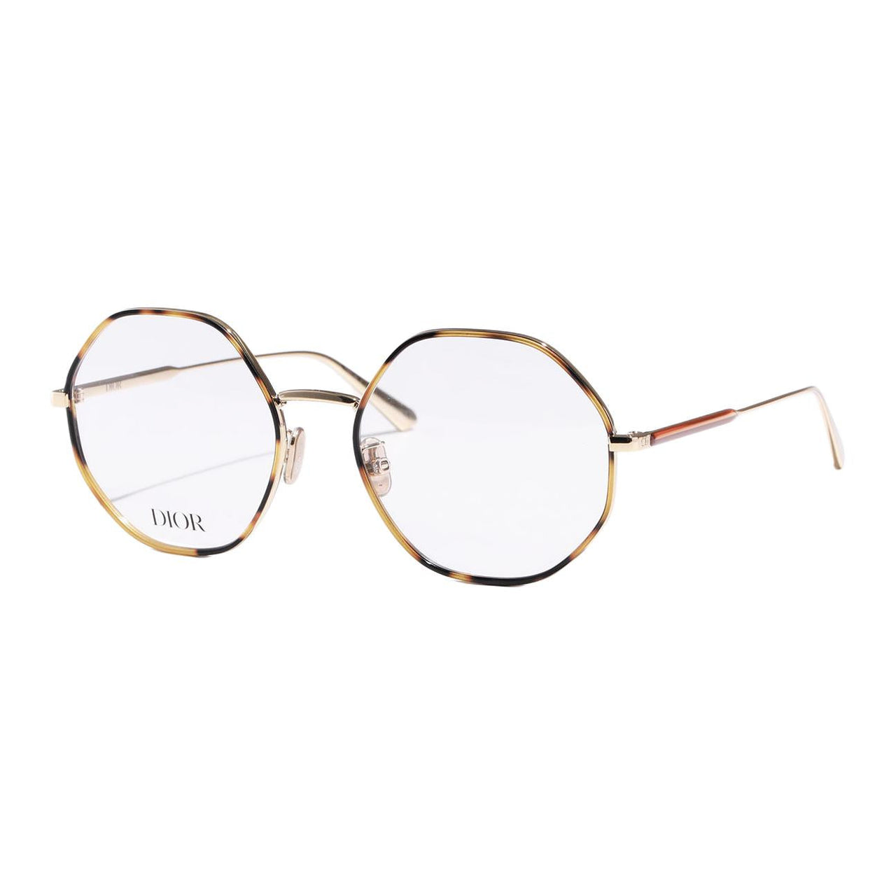 DIOR Stainless Steel Acetate Irregular Shape Eyeglass Frames Unisex Tortoiseshell
