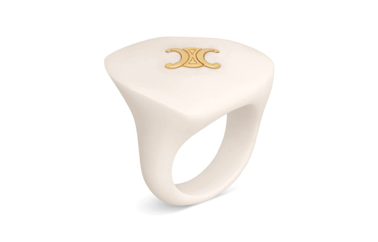 CELINE Brass Resin Rings Women's White