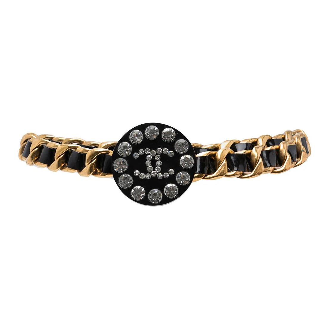 CHANEL 1995 Cc Rhinestone Chain Belt