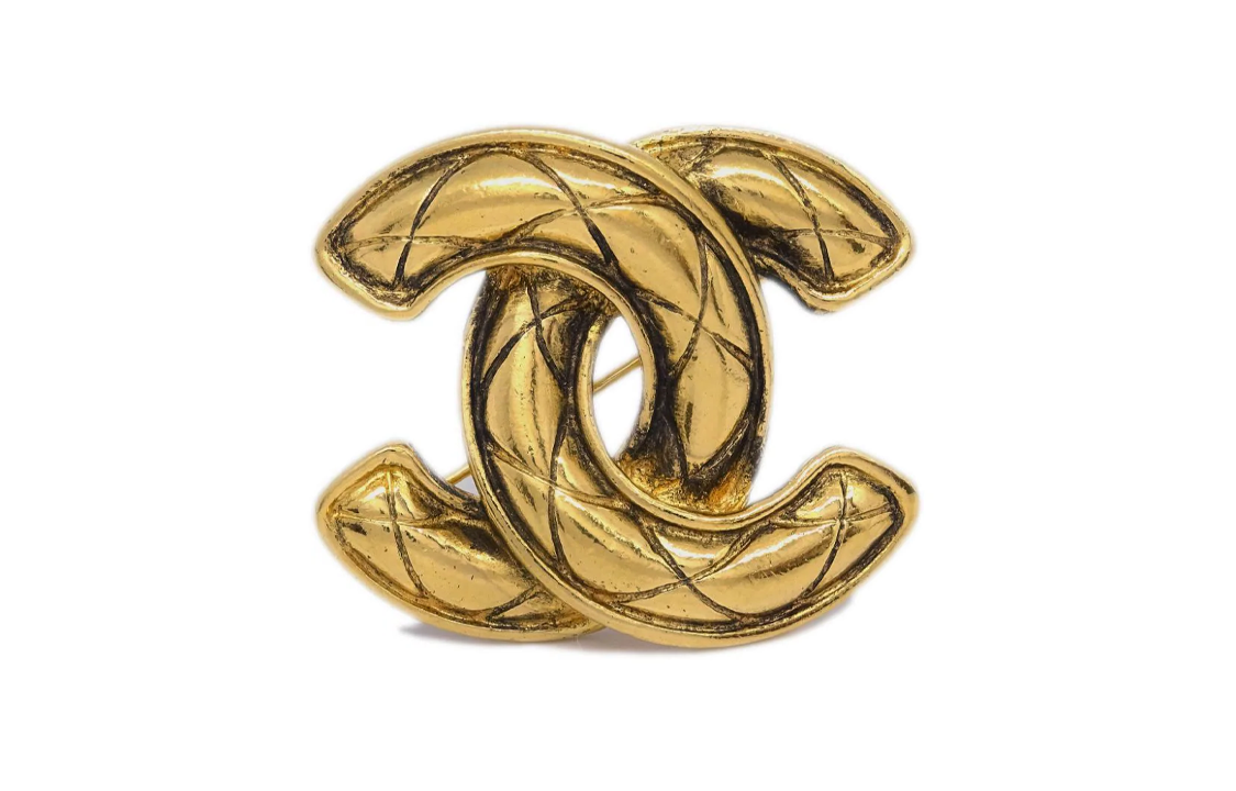 CHANEL 1990 2000s Quilted Cc Brooch