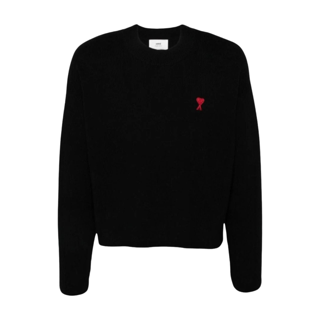 AMI Small Heart Logo Ribbed Crewneck 'Black' UKS046-KN0042-001