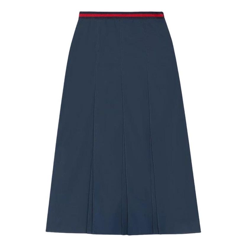 (WMNS) Gucci Poplin Web Skirt 'Dark Blue' 695326-ZLC02-4486