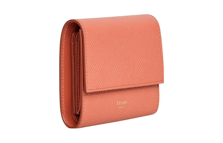 CELINE Calfskin Wallet Small Size Women's Pink