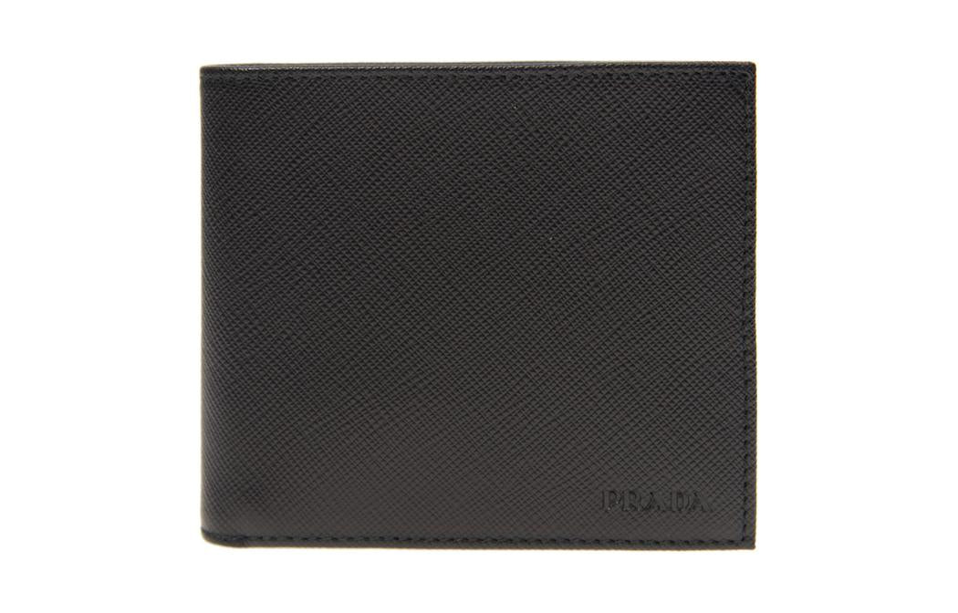 PRADA Cow Leather Wallet Men's Black
