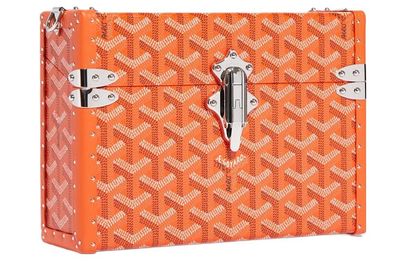 GOYARD Cassette Canvas With Leather Trim TRUNK Hard Case With Crossbody Bag Unisex Orange