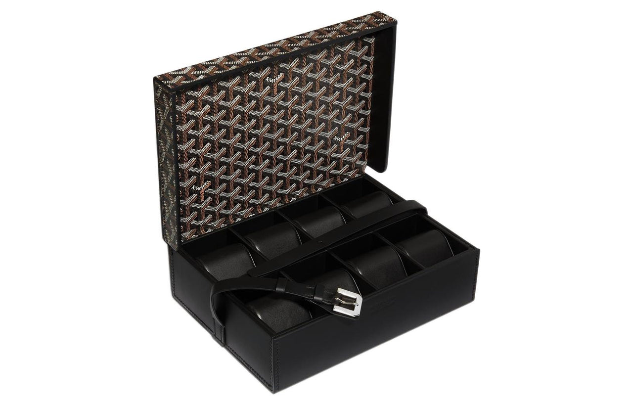 GOYARD MONTRES Canvas With Leather Storage Boxes Men's Black