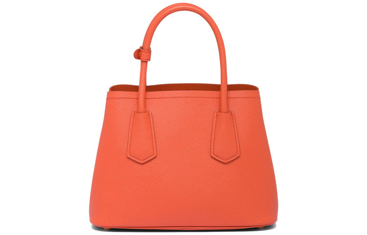 PRADA Double Saffiano Leather Shoulder Bag Crossbody Bag Handbag Mini Women's Orange