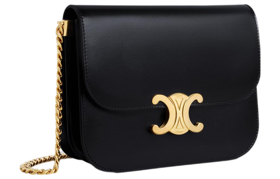 CELINE Cow Leather Crossbody Bag, Shoulder Bag Women's Black