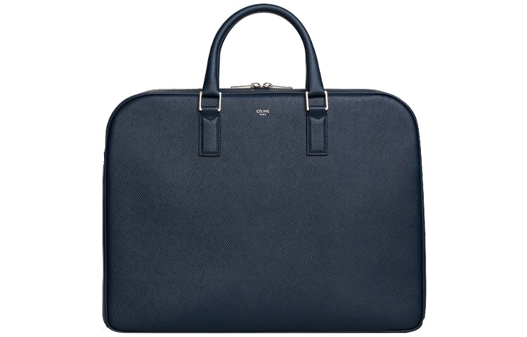 CELINE Cow Leather Briefcases Medium Size Men's Marine Blue