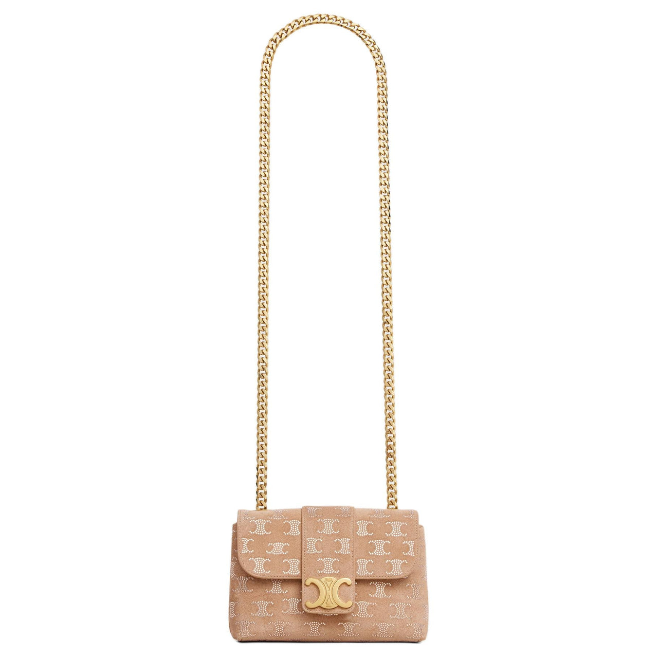 CELINE Cow Leather Crossbody Bag, Shoulder Bag Mini Women's Light Camel
