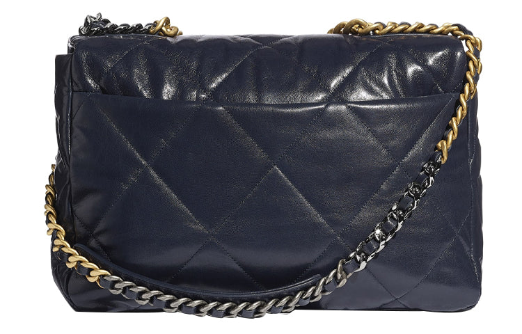 CHANEL 19Bag Goatskin With Metal Snaps Bag Handbag Shoulder Bag Crossbody Bag Women's Marine Blue/Gold