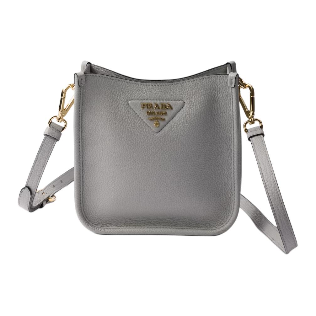 PRADA Calfskin Shoulder Bag Mini Women's Granite Gray