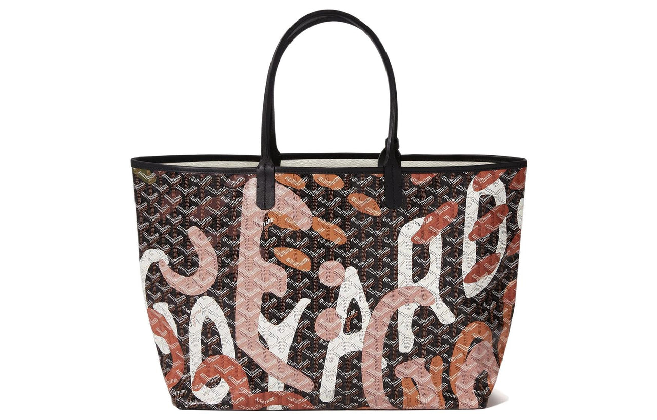 GOYARD Saint Louis Canvas With Leather Combo Tote Bag One Shoulder Handbags Small Size Unisex Black/Pink
