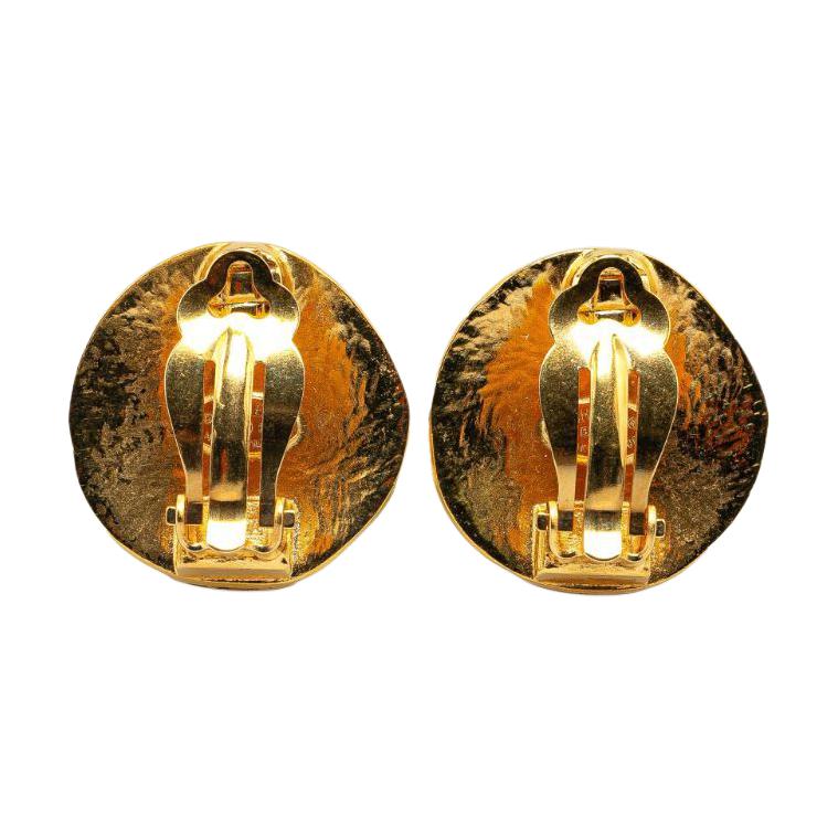 CHANEL 1998 Plated Cc Clip On Costume Earrings