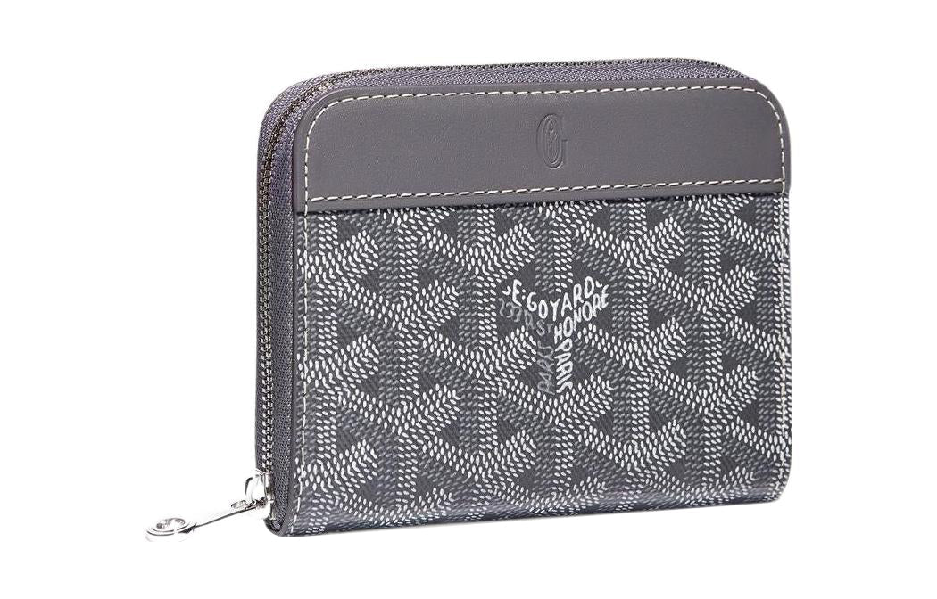 GOYARD MATIGNON Canvas With Leather Wallet Small Size Unisex Gray