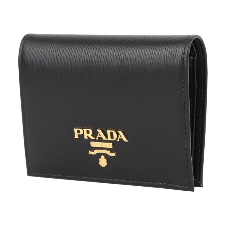 PRADA Cow Leather Wallet Women's Black