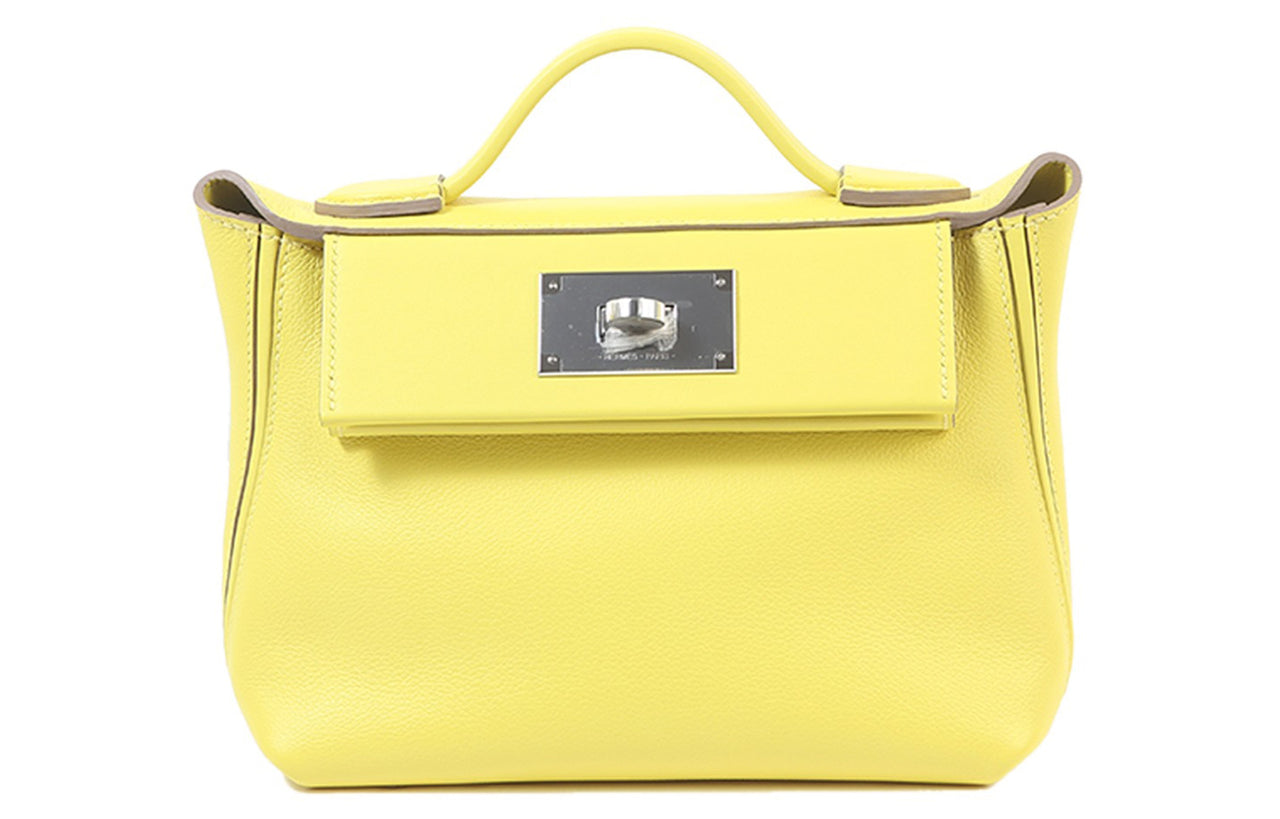 HERMES 24/24 Evercolor With Swift Calfskin Handbag Shoulder Bag Crossbody Bag Mini Women's 9R Lime Lemon