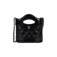 CHANEL Sheepskin French Fries Bucket Bag Shoulder Bag Crossbody Bag Handbag Mini Women's Black