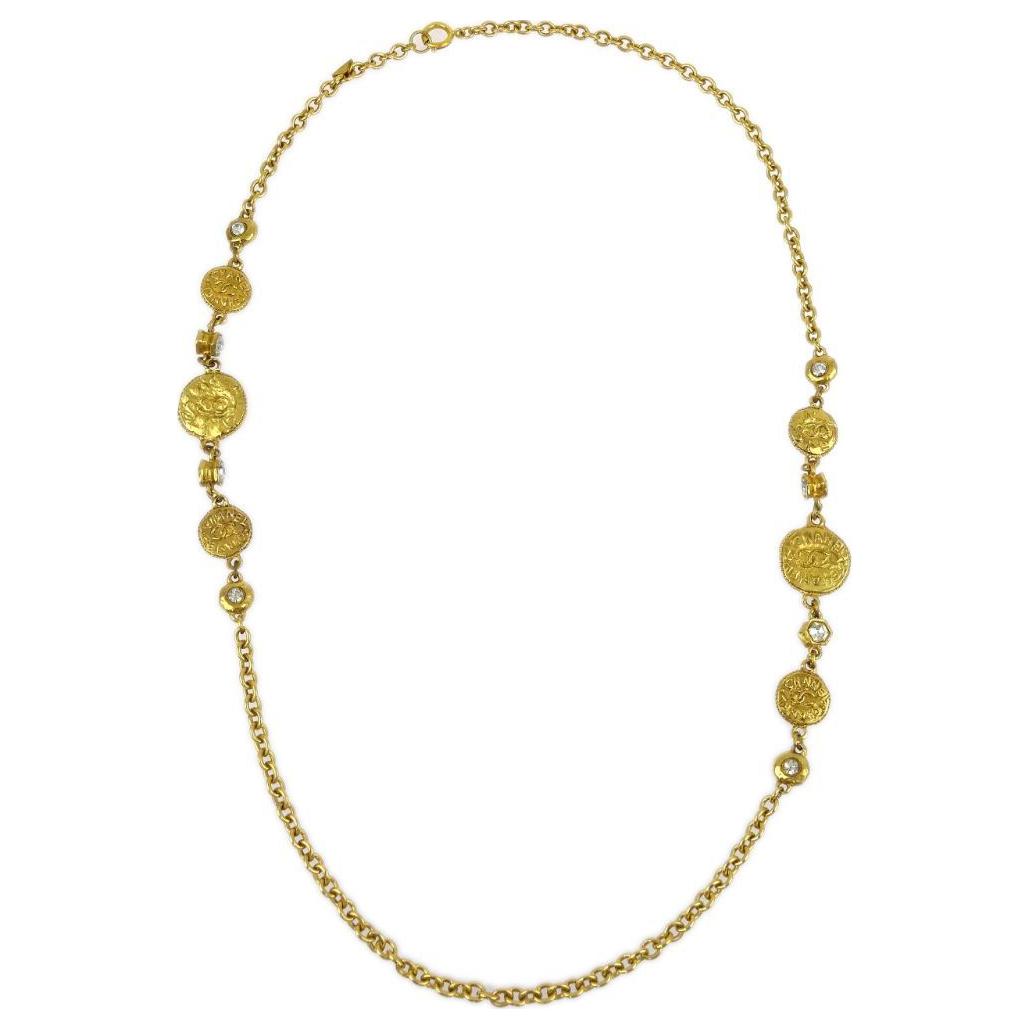 CHANEL 1990 2000 Logo Plaque Cable link Necklace